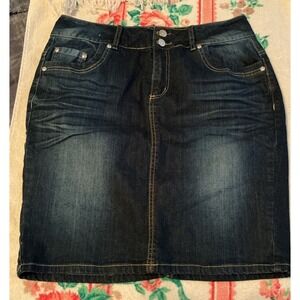 Style J Denim Faded Distressed Pockets Skirt Size 12